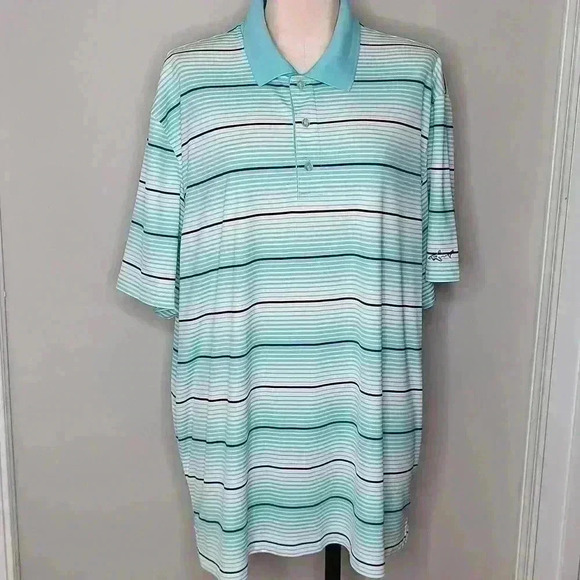 Greg Norman Men's Light Blue Stripped‎ Polo Size XXL - Picture 1 of 5